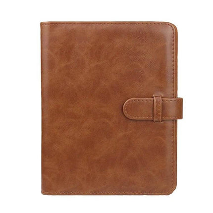 3-Inch PU Leather Retro Photo Album for Everyday Memories - brown compact PU leather cover with snap closure, holds 6x8.4 cm photos and keepsakes