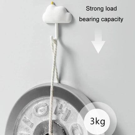 3-Piece Adhesive Wall Hooks Set, Non-Marking, Ideal For Home Or Dorm - white cloud hook holding 3kg weight, drill-free ABS PVC rubber non-marking hanger