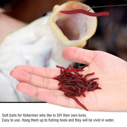 3.5cm Fishy Red Earthworm Luminous Soft Bait Lure For Freshwater - PVC 3.5cm luminous soft bait on hook, vivid Fishy Red earthworm for ponds, rivers, lakes