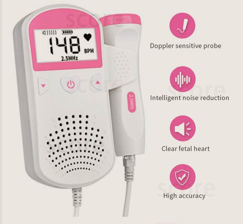 Home Fetal Heartbeat Monitor - Waterproof Probe with LCD Display for Baby Sound Detection