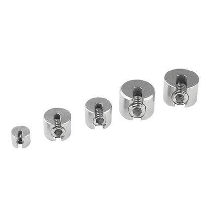 316 Stainless Steel Garden Wire Rope Fixed Clips 10 Piece Set - five stainless cable clamps for trellis and garden fencing, corrosion resistant
