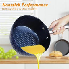 Non-Stick 3-Piece Blue Diamond Frying Pan Set with Saucepan