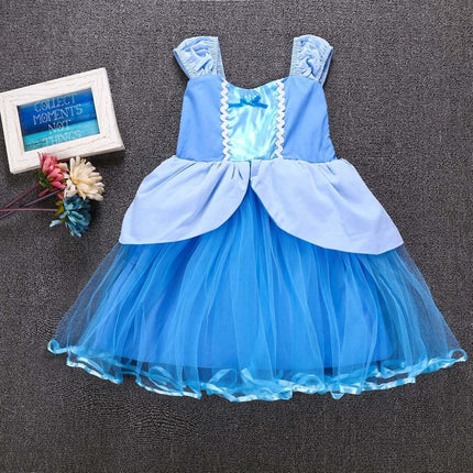 Lightweight Cotton Girls' Princess Dress for Spring and Summer Wear, Ages 3-8 blue tulle princess costume dress for ages 3-8