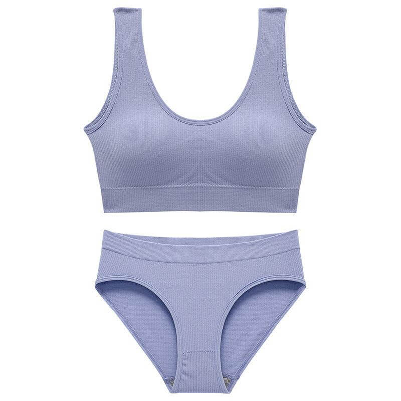 Girls' Seamless Sleep Bra and Underwear Vest Set - Large Size, Adjustable Comfort