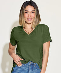 Basic Bae Full Size V-Neck High-Low T-Shirt