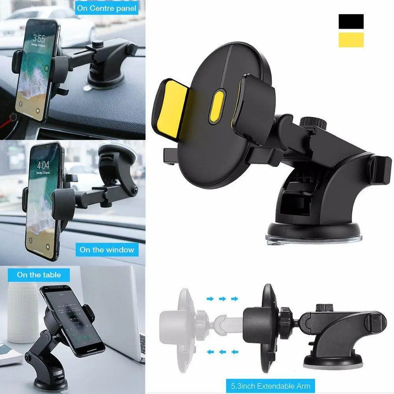 360-Degree Adjustable Car Phone Mount with Extendable Arm 