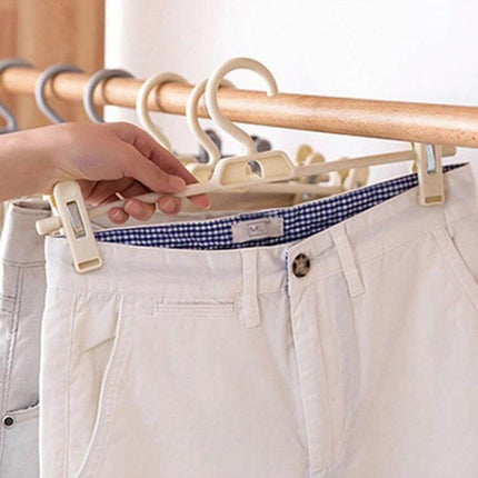 360 Degree Rotatable Non Slip Clothes Hanger For Wardrobe With Pants Clip - thickened PP plastic clip hanger with 360° rotation for pants, non-marking, space-saving
