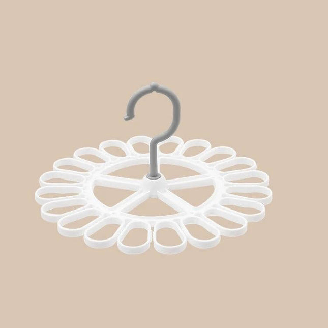360 Degree Rotatable Sock Hanger With 20 Clips For Laundry - white 20-clip rotatable PP hanger, compact 26x13.5cm for socks, underwear and small items