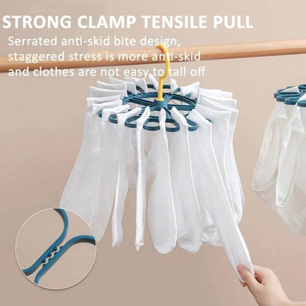 360 Degree Rotatable Sock Hanger With 20 Clips For Laundry - compact 26x13.5cm PP hanger with 20 serrated anti-slip clips holding socks and small laundry