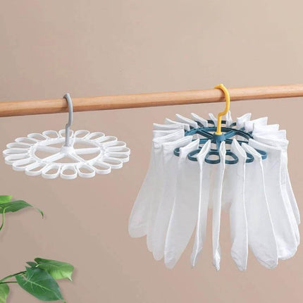 360 Degree Rotatable Sock Hanger With 20 Clips For Laundry - compact PP 26x13.5cm dryer with 20 serrated anti-slip clips holding socks securely