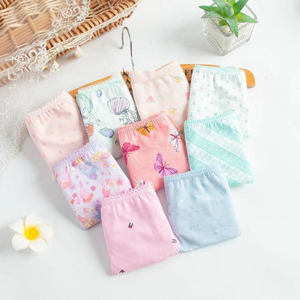 Soft Children's Cotton Underwear with Colorful Floral Pattern - pack of pastel floral and butterfly kids' cotton underwear for comfortable everyday wear