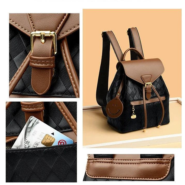 Casual Women PU Leather Bucket Backpack For School And Travel | Syndmart