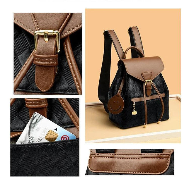 Casual Women PU Leather Bucket Backpack For School And Travel