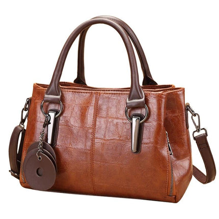 Retro Contrast Large Capacity PU Shoulder Bag For Daily Use
