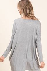 BOMBOM Round Neck Long Sleeve Oversized Top