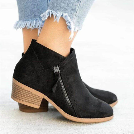 Suede Ankle Boots With Wedge Heel And Waterproof Platform black suede ankle boots with side zipper and low wedge heel for city commuting