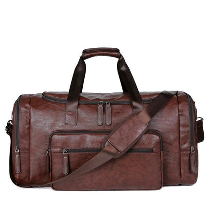 Men's PU Leather 32 Inch Weekender Travel Bag Black Brown