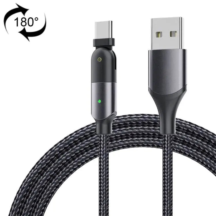 3A USB to USB-C 180 Degree Rotating Elbow Charging Cable