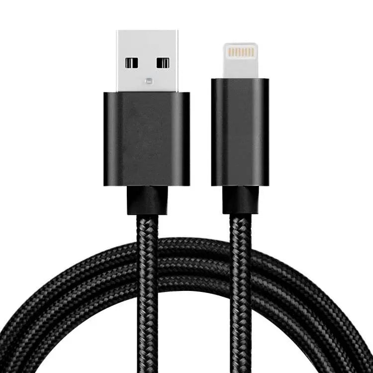 3A Woven Style Metal Head 8 Pin to USB Cable 1m Durable