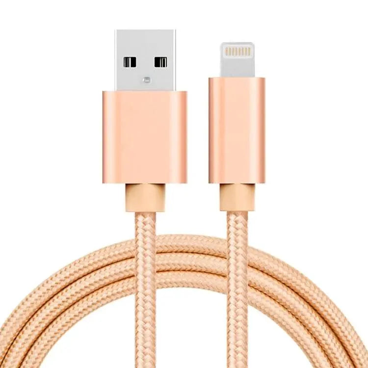 3A Woven Style Metal Head 8 Pin to USB Cable 1m Durable