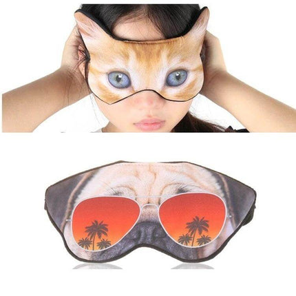 3D Eye Mask For Sleep With Animal Printed Design Soft Comfort Travel lightweight contoured cat and dog print sleep mask for travel