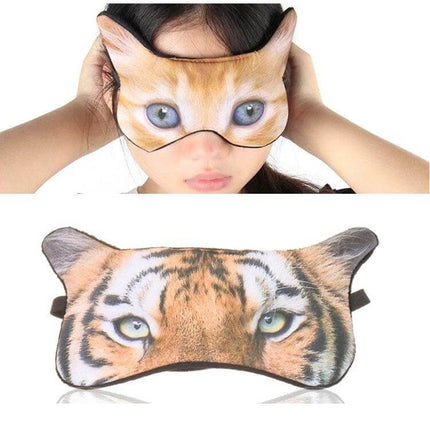 3D Eye Mask For Sleep With Animal Printed Design Soft Comfort Travel lightweight cotton nylon contoured 3D eye mask with cat and tiger prints
