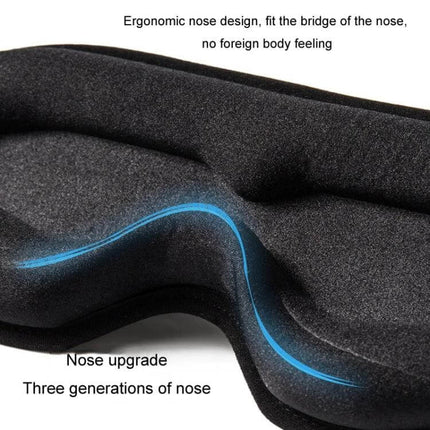 3D Eye Mask for Sleep, Breathable Memory Foam, Ergonomic Nose Bridge - black contoured memory foam with 15mm 3D eye socket, ergonomic nose bridge fit