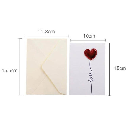 3D Heart Valentine Day Greeting Card With Envelopes showing red heart balloon design, card (10x15cm) and matching envelope (11.3x15.5cm)