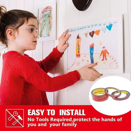 3M Red Acrylic Foam Double-Sided Tape for Mounting used to hang kids’ artwork on smooth indoor walls for a flush, discreet permanent bond