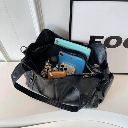 Retro European Style PU Handbag For Daily Use In Black Or Brown