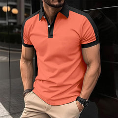 Men's Smart Casual Short Sleeve Polo Shirt Orange