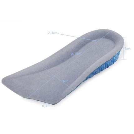 3cm Honeycomb Height Increase Insoles For Shoes Daily Wear - grey cotton flannel top with honeycomb TPR core, 3cm lift for everyday comfort