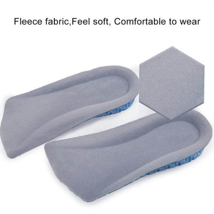 3cm Honeycomb Height Increase Insoles For Shoes Daily Wear - grey fleece cotton flannel top, honeycomb core, TPR bottom, 3 cm lift for everyday shoes