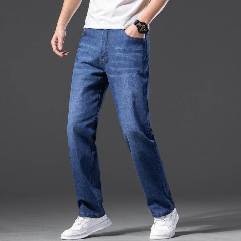 Men's Stretchable Loose-Fit Jeans with Slimming Design