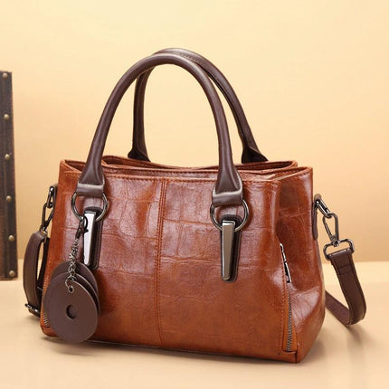 Retro Contrast Large Capacity PU Shoulder Bag For Daily Use