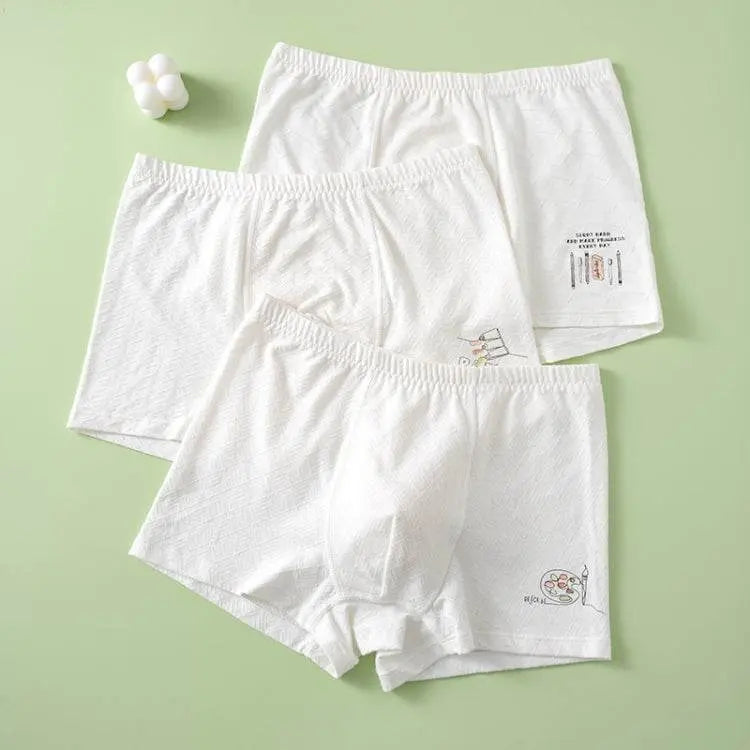 3pcs Pack Boys Cotton Underwear Flat Angle Short Panties Set