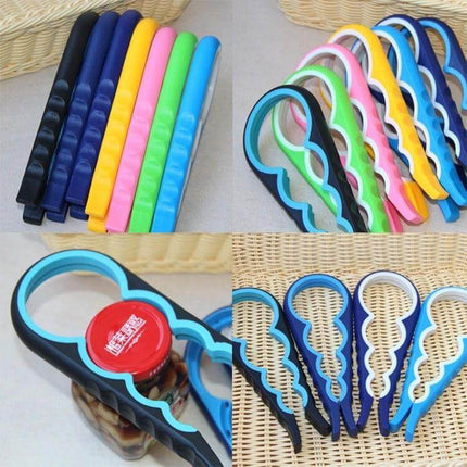 4-In-1 Multi-Function Bottle Opener for Easy Opening at Home - colorful food-grade plastic jar and bottle opener set for kitchen, picnics, camping