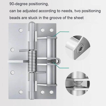 4 Inch Multifunction Door Closer Hinge For Cabinets And Doors Steel Silver - compact steel hinge with spring closer and stopper, 90-degree positioning