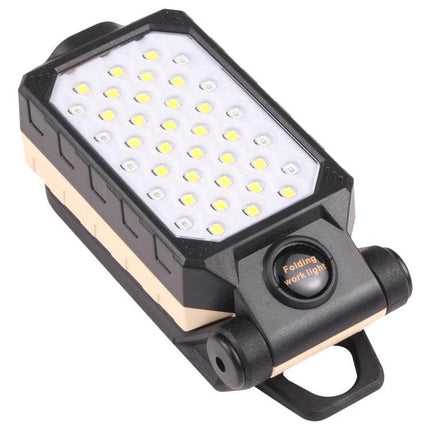 4 Modes LED Work Light With Magnetic Base For Home Tasks compact folding work light with multiple LEDs, magnetic base and hanging loop for repairs