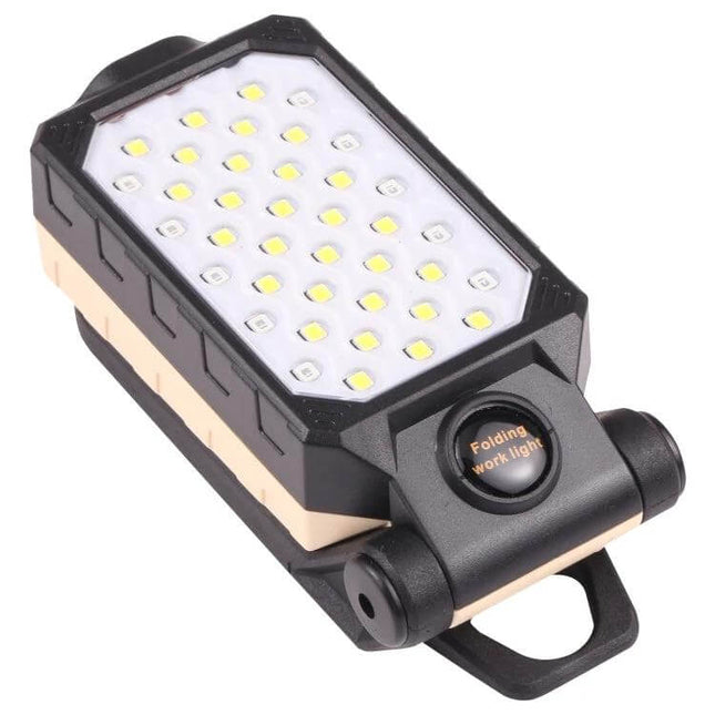 4 Modes LED Work Light With Magnetic Base For Home Tasks compact folding work light with multiple LEDs, magnetic base and hanging loop for repairs