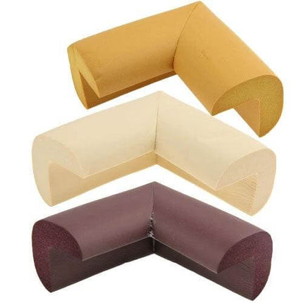 4-Pack Baby Safe Corner Guard Cushion To Protect Table Edges - NBR foam 12mm, fire retardant, double-stick tape, beige brown set