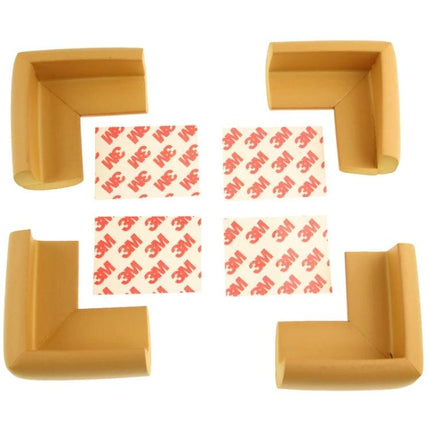 4-Pack Baby Safe Corner Guard Cushion To Protect Table Edges – tan foam corner protectors with 3M adhesive pads, 12mm NBR, non-toxic safety