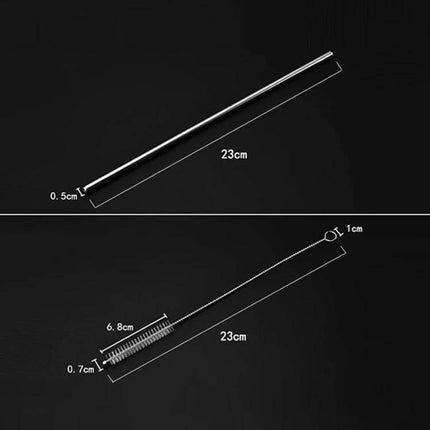 4 Pack Reusable Stainless Steel Drinking Straws With Cleaning Brush Kit Straight - silver 23cm 304 stainless steel straight straws with brush set