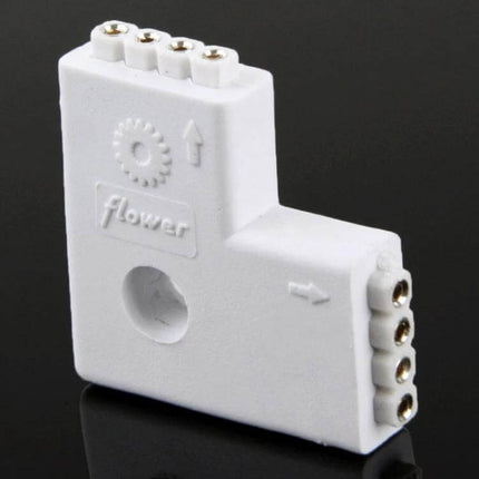 4 Pin 2 Way L Shape Female Connector For RGB LED Strip white L-shaped 90-degree tool-free 4-pin female connector for RGB LED strip projects