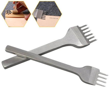 4-In-1 Leather Punch Tool Set, White Steel, 3mm For DIY stainless steel 4-prong chisel pair for belts wallets and straps