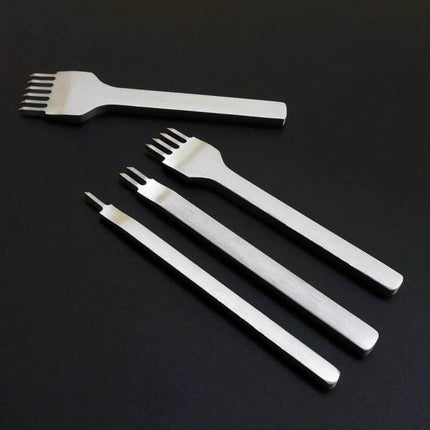 4-In-1 Leather Punch Tool Set, White Steel, 3mm For DIY stainless steel chisel punches set for belts wallets straps compact 100mm length 65mm handle