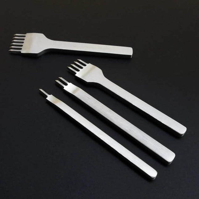 4-In-1 Leather Punch Tool Set, White Steel, 3mm For DIY stainless steel chisel punches set for belts wallets straps compact 100mm length 65mm handle