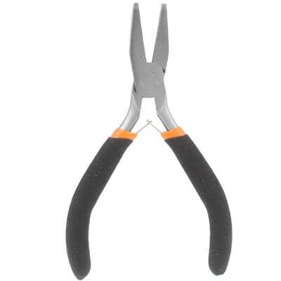 4.5 Inch Flat Nose Pliers For Jewelry Making And Crafting - 4.5-inch flat-nose pliers with cushioned black handles for precise wire bending and gripping