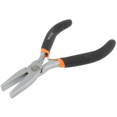 4.5 Inch Flat Nose Pliers For Jewelry Making And Crafting – 4.5in flat-nose pliers with black orange grips for precise wire bending and straightening
