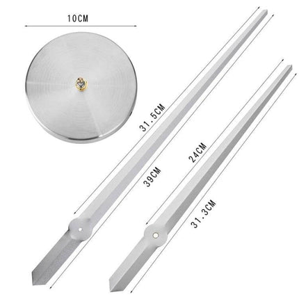 40-Inch Round Wall Clock For Home Or Office Decor Everyday Use - large silver clock hands and round motor backplate shown with measurements